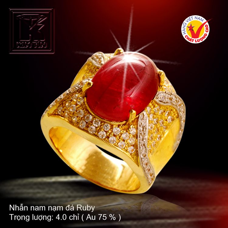 Nhẫn nam nạm đá Ruby