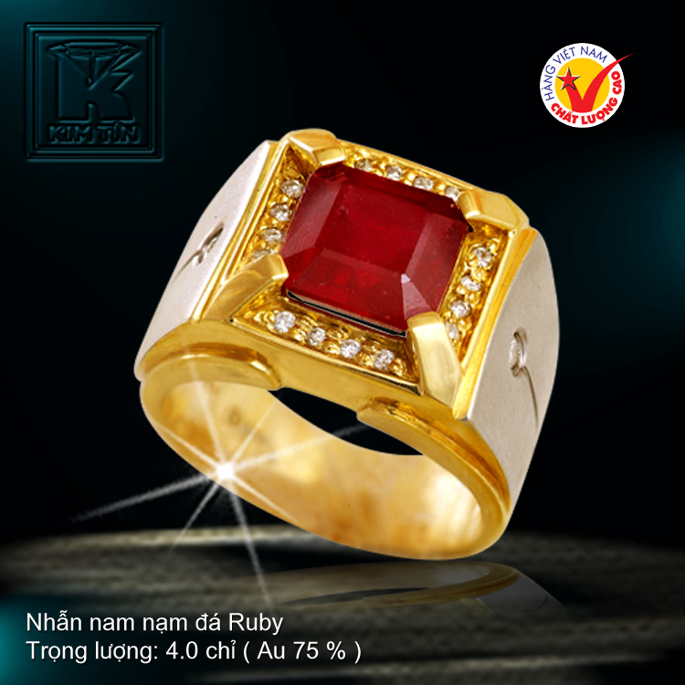 Nhẫn nam nạm đá Ruby