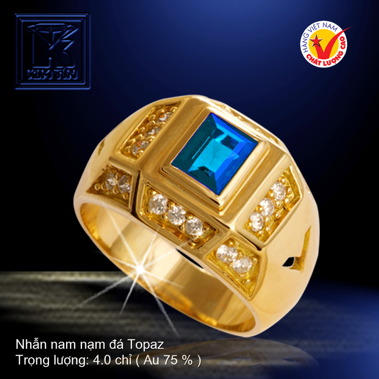 Nhẫn nam nạm đá Topaz