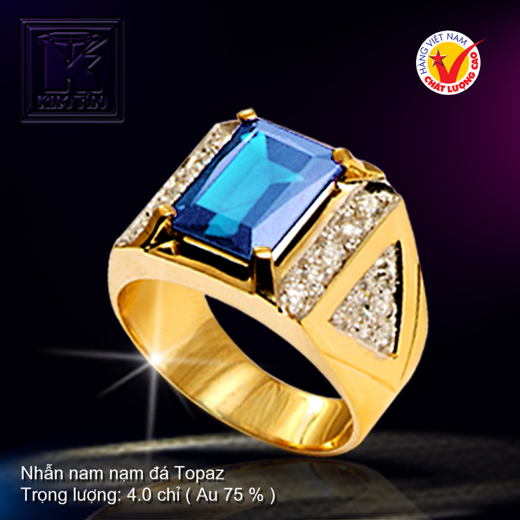 Nhẫn nam nạm đá Topaz