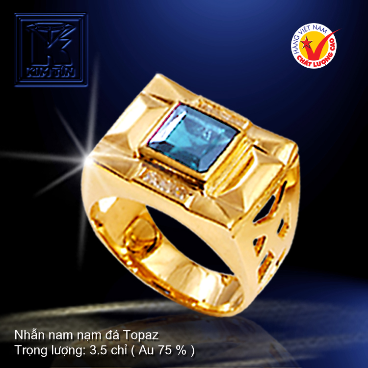 Nhẫn nam nạm đá Topaz