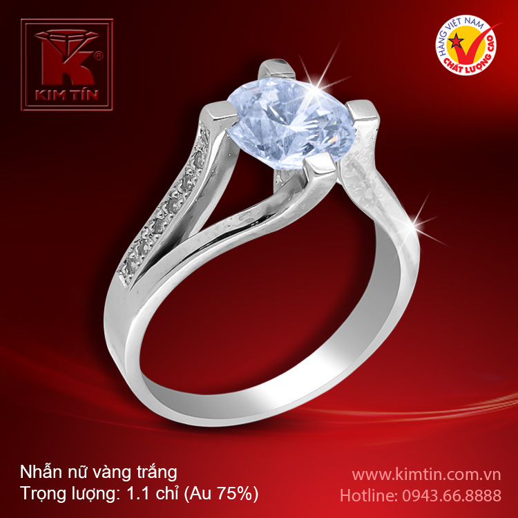 Nhẫn nữ vàng trắng 18K