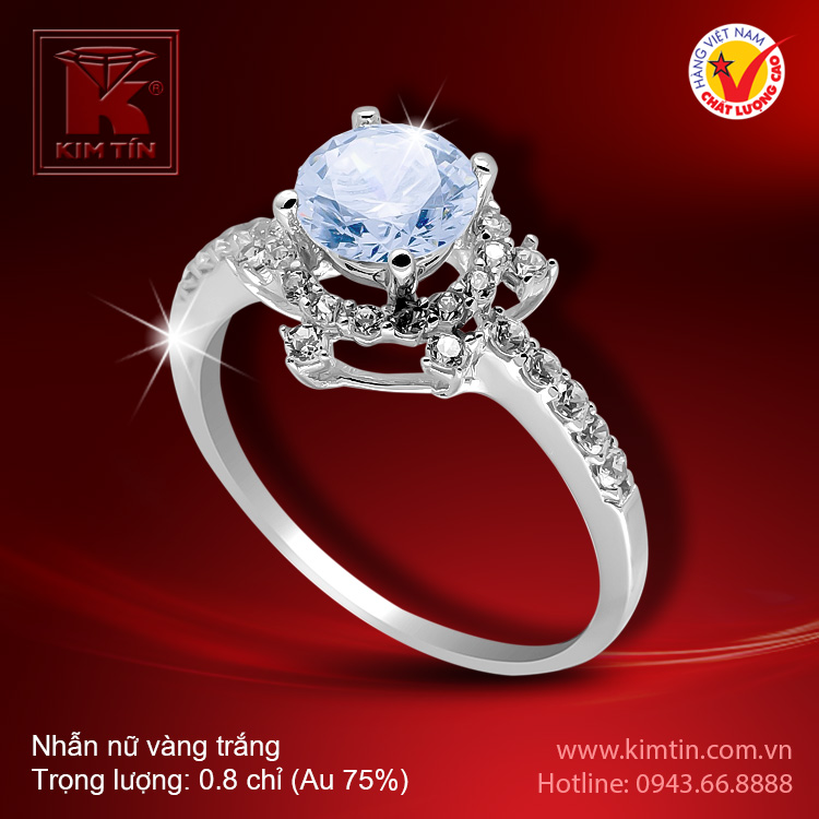 Nhẫn nữ vàng trắng 18K