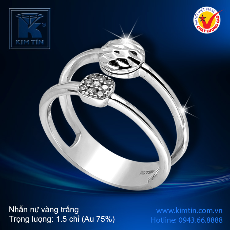 Nhẫn nữ vàng trắng 18K