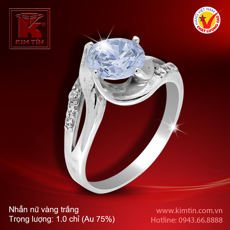 Nhẫn nữ vàng trắng 18K