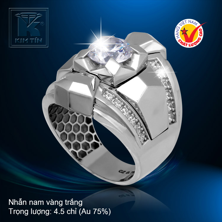 Nhẫn nam vàng trắng 18K