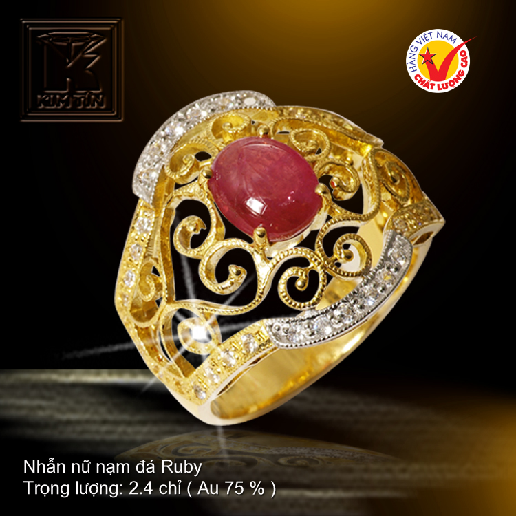 Nhẫn nữ nạm đá Ruby