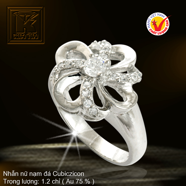 Nhẫn nữ vàng trắng 18K