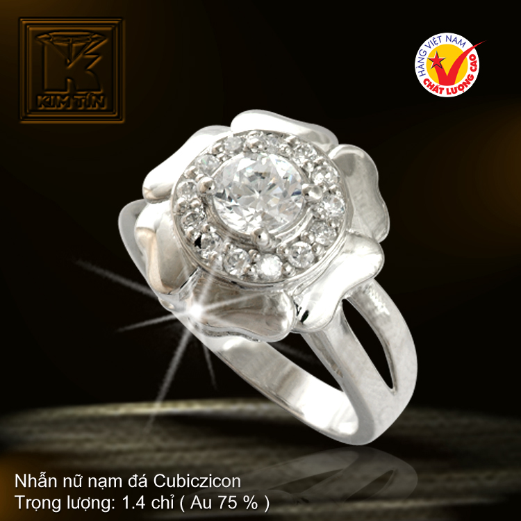 Nhẫn nữ vàng trắng 18K