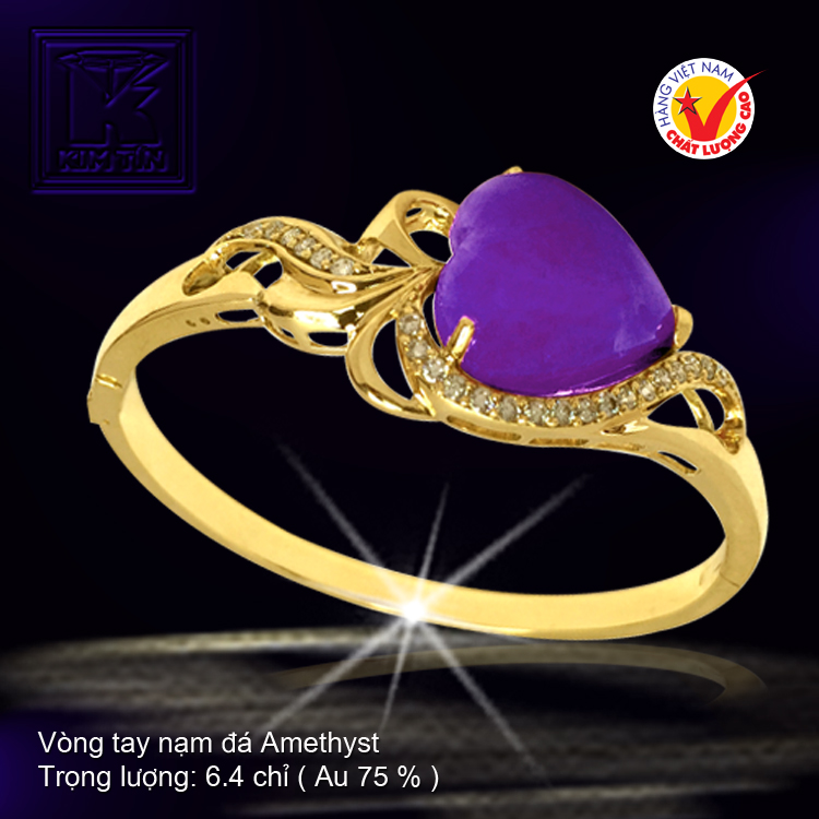 Vòng tay nạm đá Amethyst