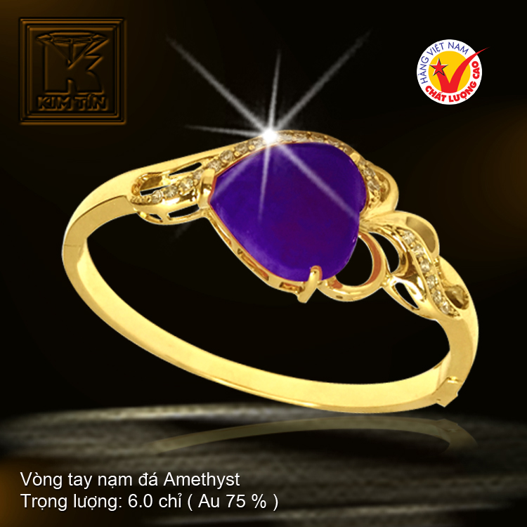 Vòng tay nạm đá Amethyst