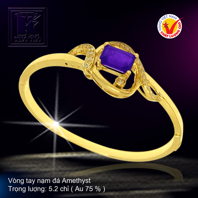 Vòng tay nạm đá Amethyst