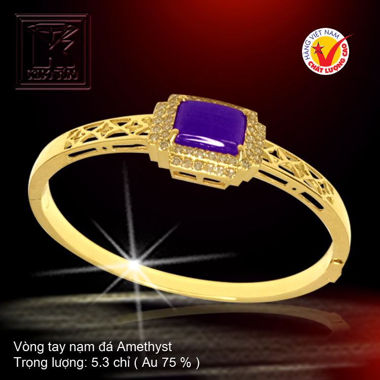 Vòng tay nạm đá Amethyst