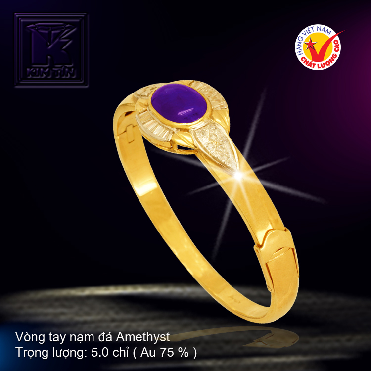 Vòng tay nạm đá Amethyst