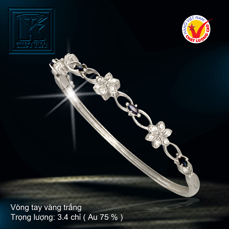 Vòng tay vàng trắng 18K