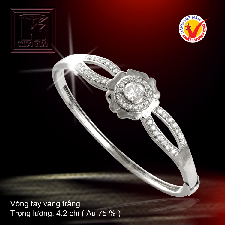 Vòng tay vàng trắng 18K