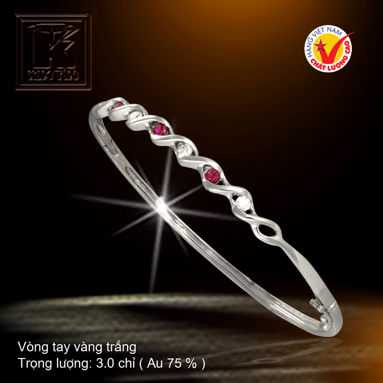 Vòng tay vàng trắng 18K