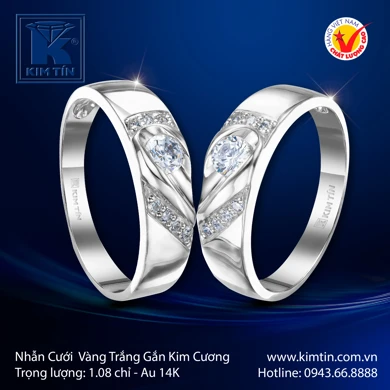 Nhẫn cưới Vàng Trắng 14K 