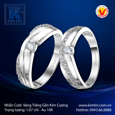 Nhẫn cưới Vàng Trắng 10K 