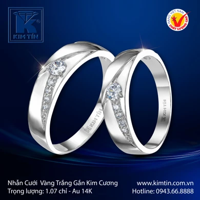 Nhẫn cưới Vàng Trắng 14K 
