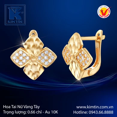 Hoa tai nữ Vàng tây 10K 