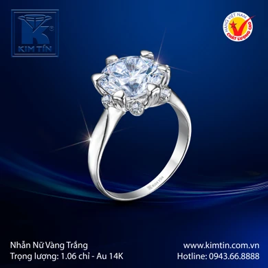 Nhẫn nữ Vàng trắng 10K 