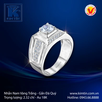 Nhẫn nam Vàng trắng 18K