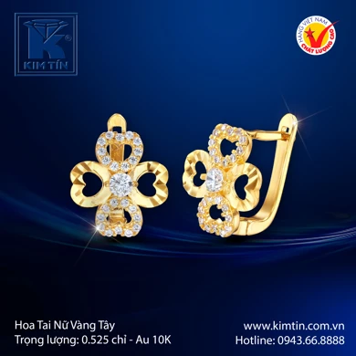 Hoa tai nữ Vàng tây 10K