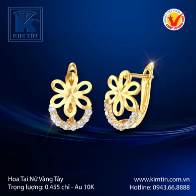 Hoa tai nữ Vàng tây 10K