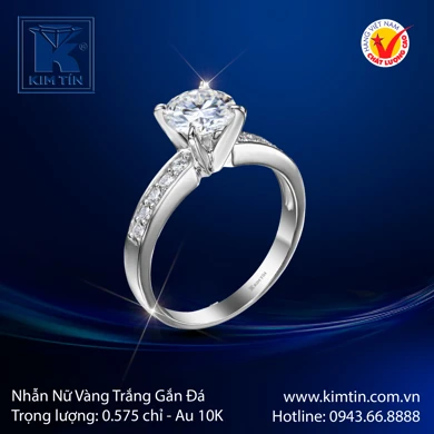 Nhẫn nữ Vàng trắng 10K 