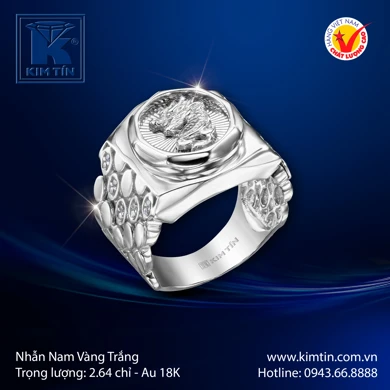 Nhẫn nam Vàng trắng 18K