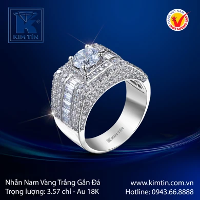 Nhẫn nam Vàng trắng 18K