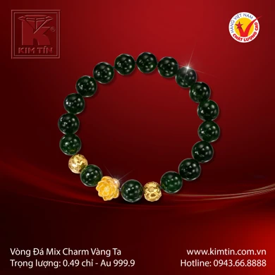 Vòng Đá Mix Charm Vàng 24K