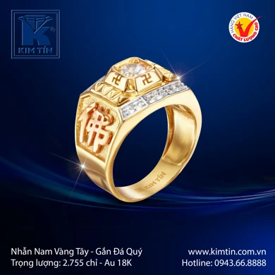 Nhẫn Nam Vàng Tây 18K