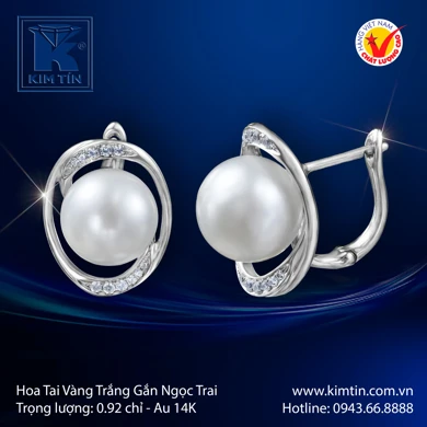 Hoa tai Vàng trắng 14K