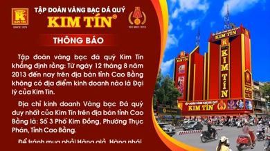 KIM TÍN - THÔNG BÁO VI PHẠM NHÃN HIỆU HÀNG HÓA