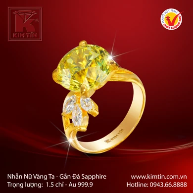 Nhẫn Nữ Vàng 24K Gắn Đá Sapphire