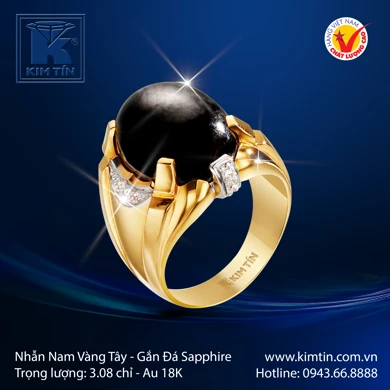 Nhẫn Nam Vàng Màu Gắn Đá Sapphire