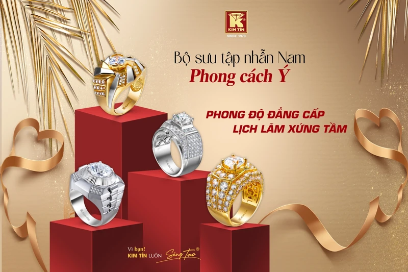 Nhẫn nam vàng tây Kim Tín – phong cách Ý, phong độ đỉnh cao